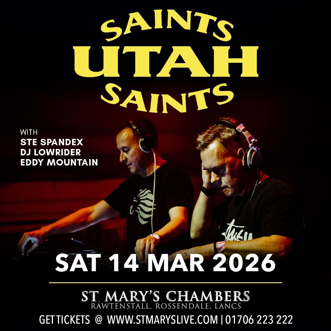 Utah Saints event poster featuring DJ Lowrider, 14 March 2026